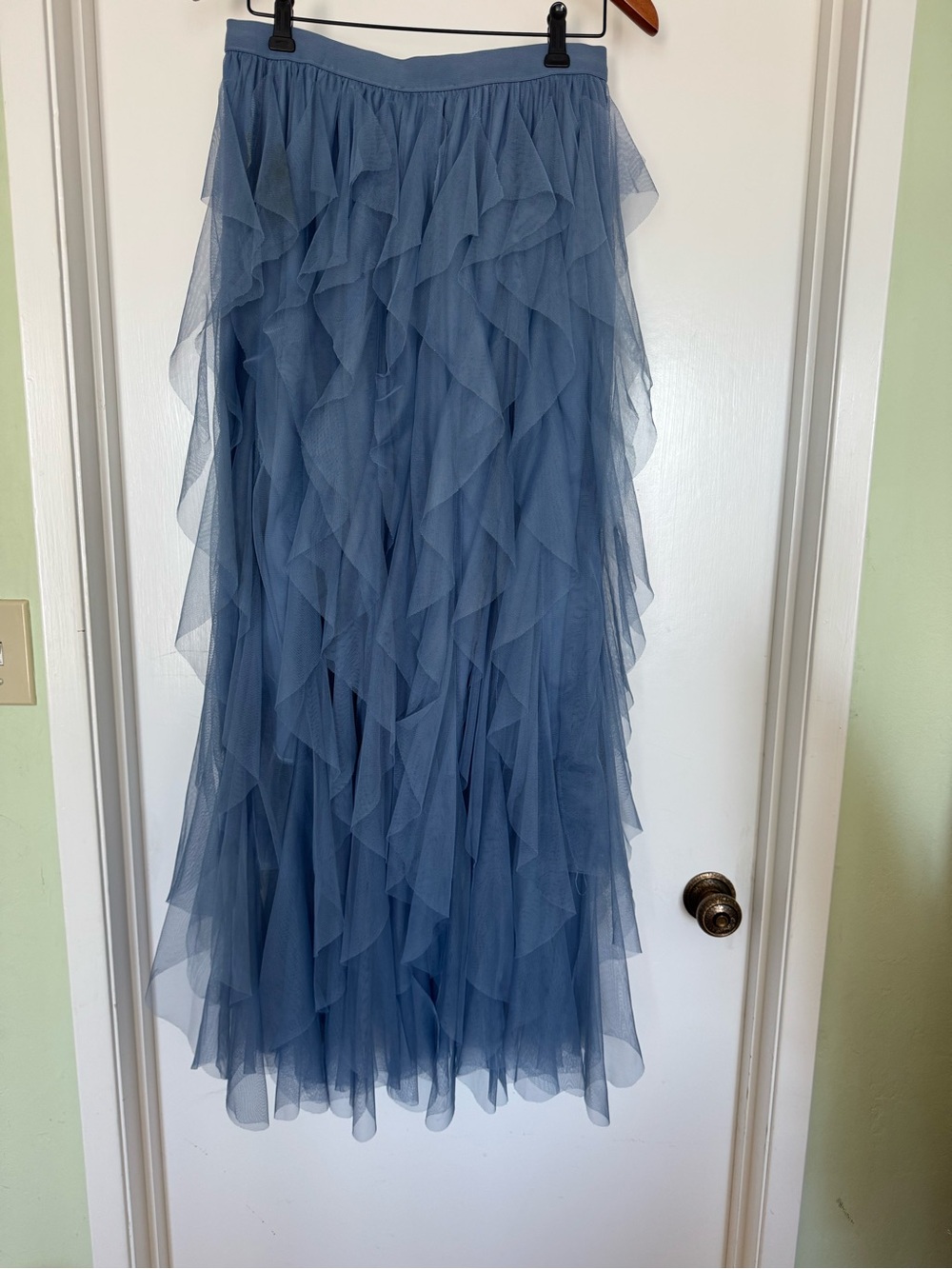 Soho Apparel Dusty Blue Layered Tulle Maxi Skirt